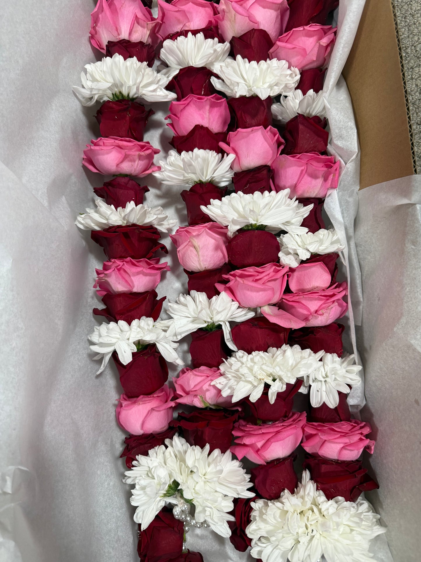 Pink Rose, Red Rose & White Chrysanthemum Wedding Garland