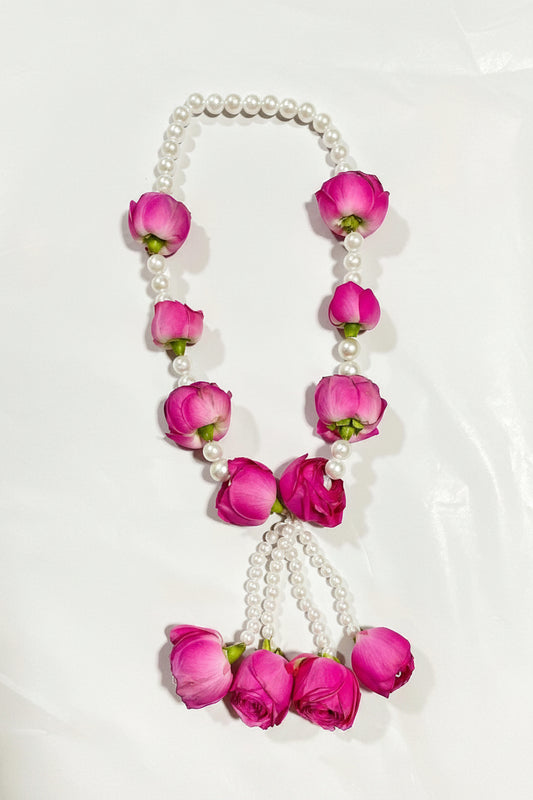 Spray Pink Rose with pearls phool ki mala
