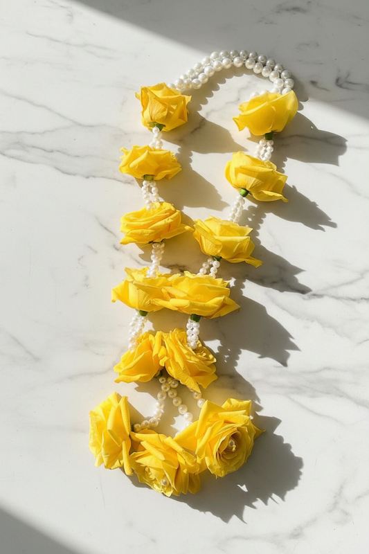 Spray Yellow Rose with pearls phool ki mala