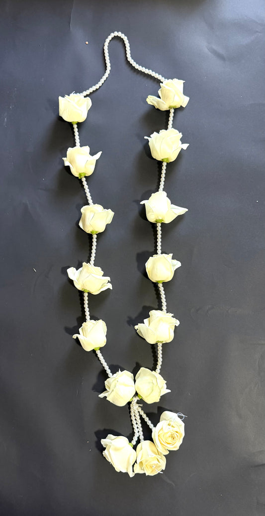 White Rose & Pearl Wedding Garland