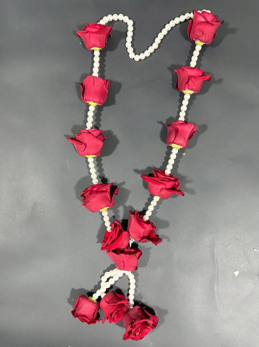 Red Rose & Pearl Wedding Garland