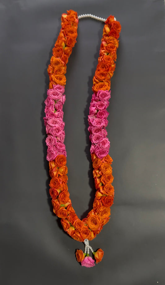 Bespoke Spray Orange & Pink Rose garland