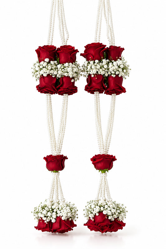 Red rose & White gypsophila garland