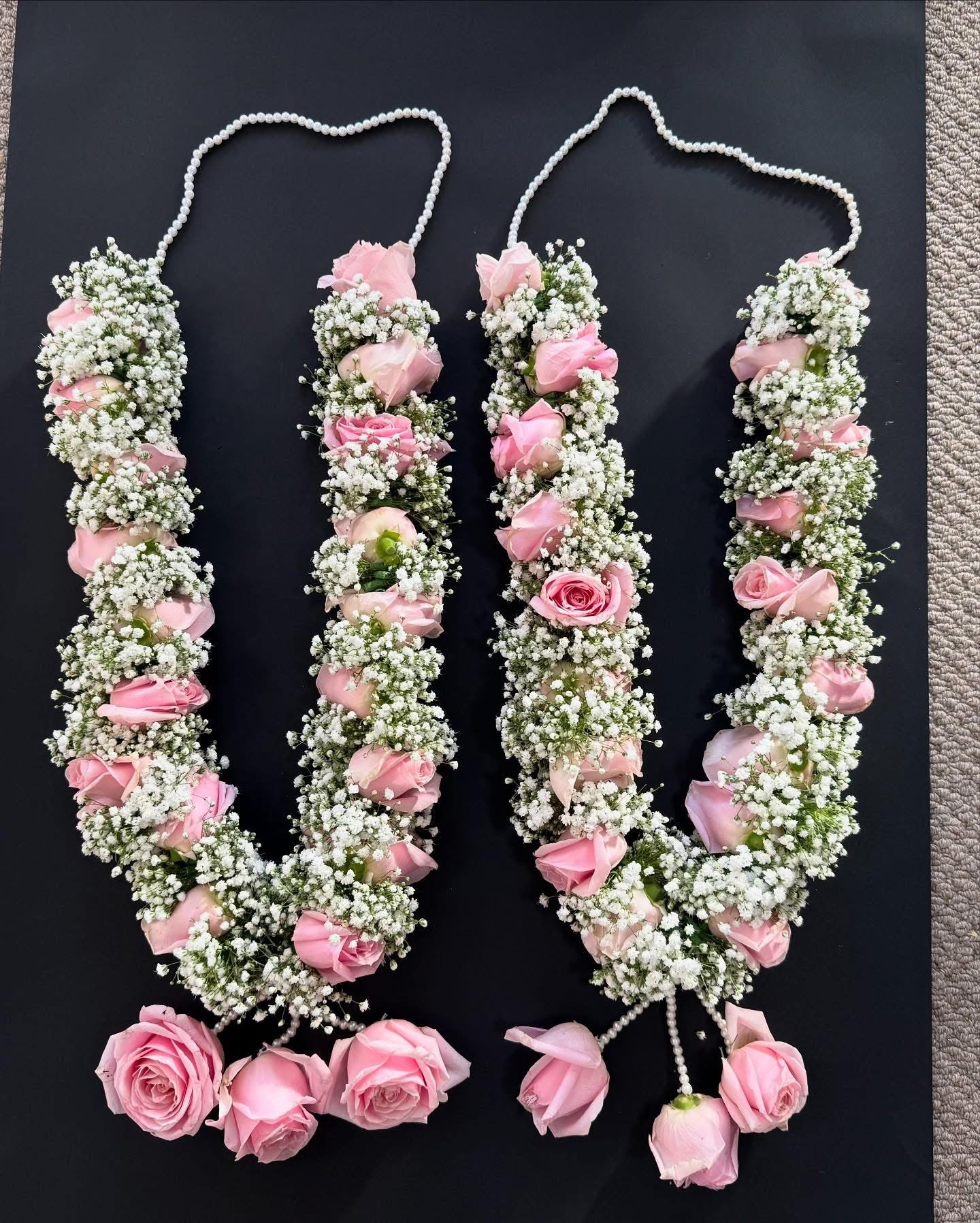 Bespoke White baby’s breath & Pink Rose garland