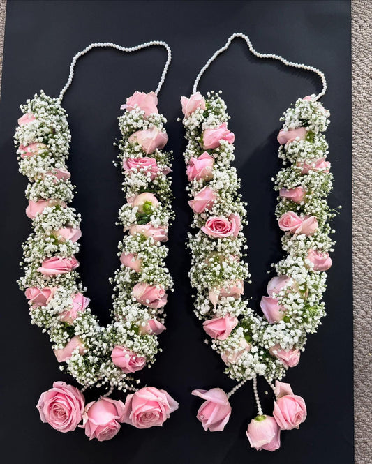 Bespoke White baby’s breath & Pink Rose garland