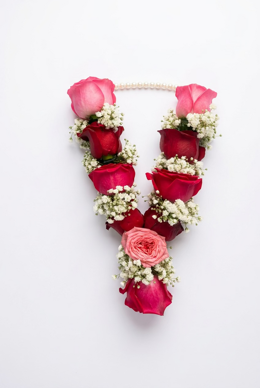 Pink & Red with white Gypsophila