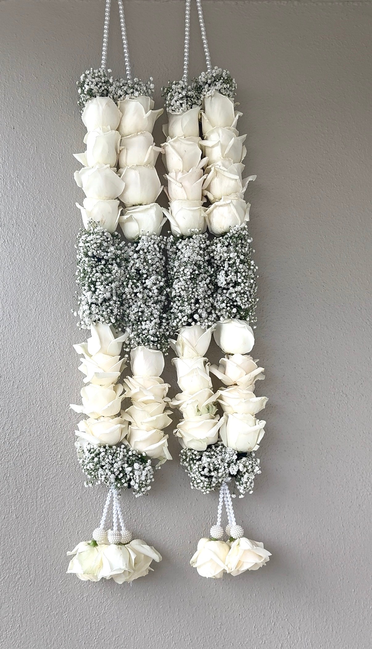Bespoke  White roses & Gypsophila wedding garland