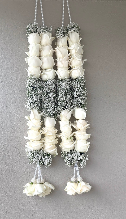 Bespoke  White roses & Gypsophila wedding garland