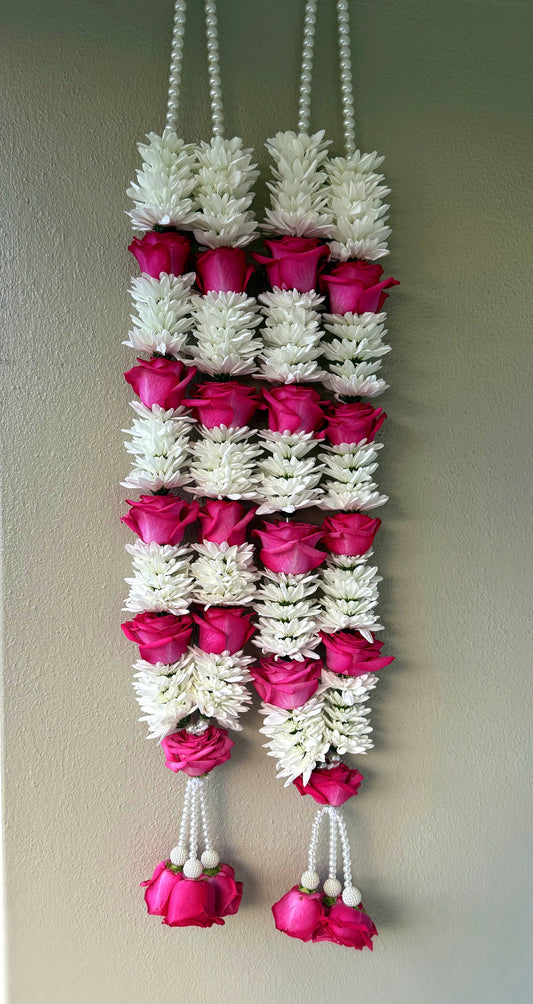 Pink Rose & White Chrysanthemum Wedding Garland