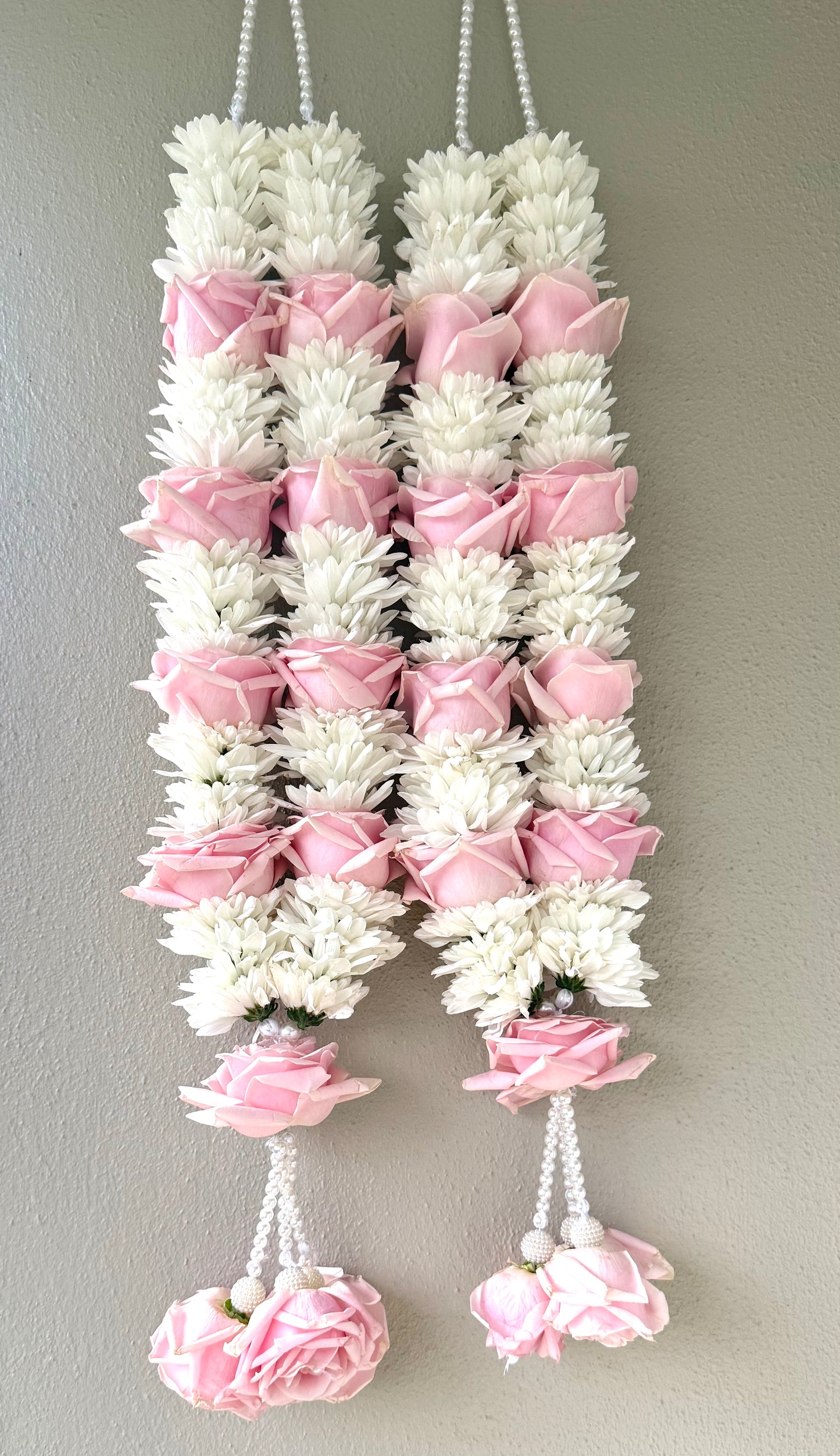 Pink Rose & White Chrysanthemum Wedding Garland